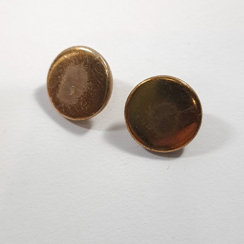 Vintage Waterbury Buttons set 2 Brass plain solid tone coat shank uniform police